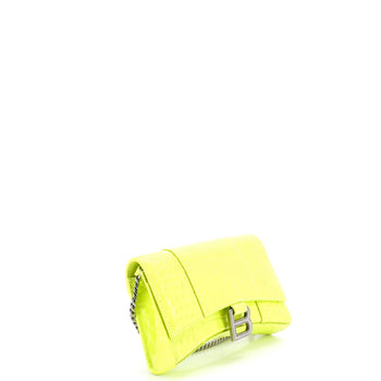 Balenciaga Hourglass Chain Wallet Crocodile Embossed Leather