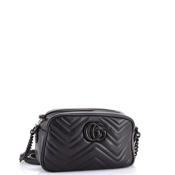 Gucci Gg Marmont Monochrome Shoulder Bag Matelasse Leather Small