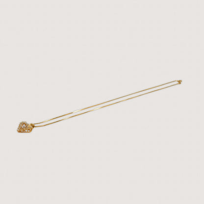 14K Yellow Gold Diamond Heart Pendant Necklace