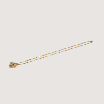14K Yellow Gold Diamond Heart Pendant Necklace