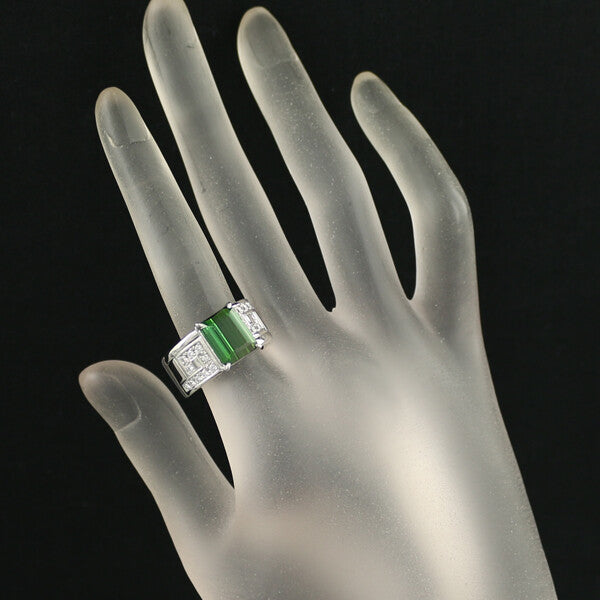 Tasaki Ring Green Tourmaline 4.04Ct Diamond