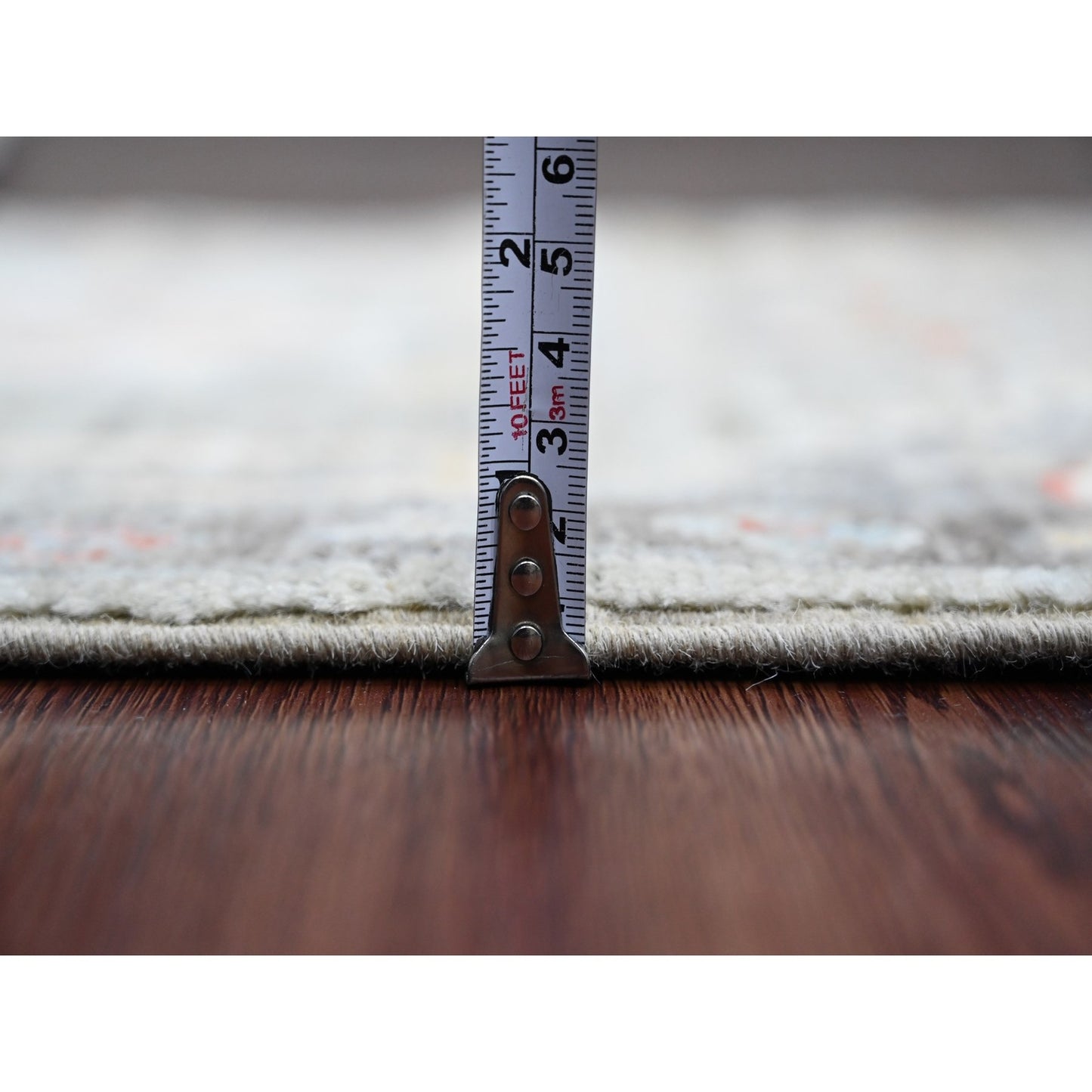 2'X3'2" Gray Afghan Angora Oushak Leaf Design Wool Hand Knotted Mat Rug