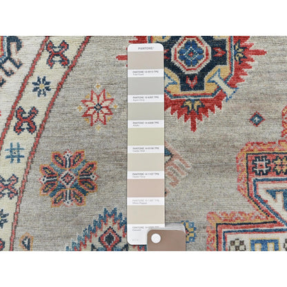 7'10"X7'10" Caucasian Afghan Special Kazak Hand Knotted Round Wool Rug