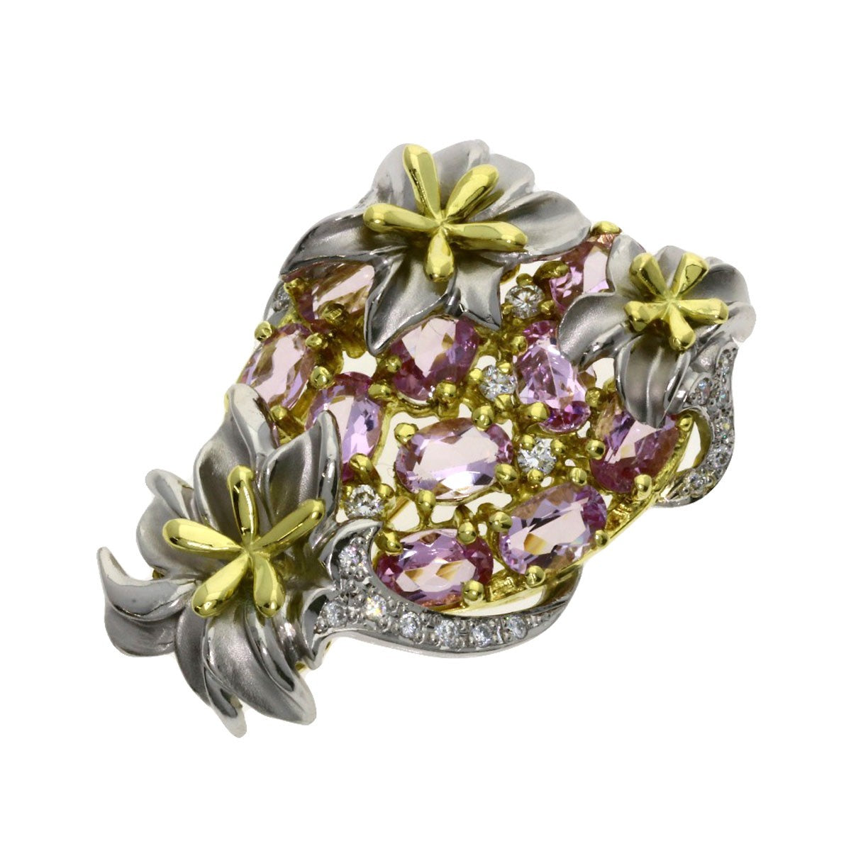 Yellow 4.96ct Yumiko Yamazaki Diamond Color Stone Brooch Platinum PT900 18K