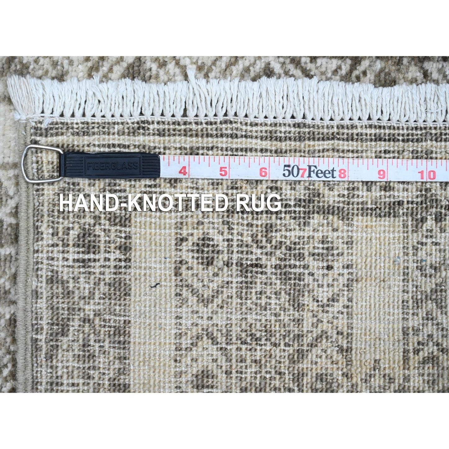 2'5"X11'6" Brown Berber Influence Geometric Wool Hand Knotted Runner Rug