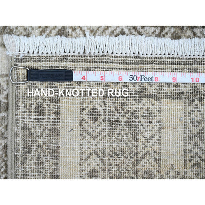 2'5"X11'6" Brown Berber Influence Geometric Wool Hand Knotted Runner Rug