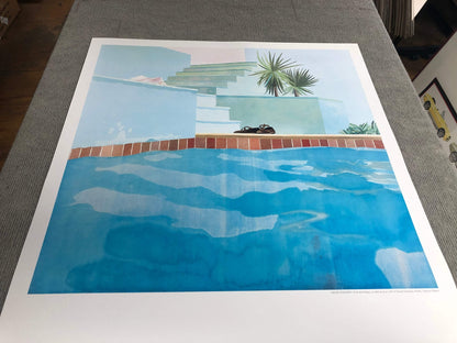 Green DAVID HOCKNEY Pool and Steps 33.5" x 24.5" Poster 2021 Pop Art Red Blue