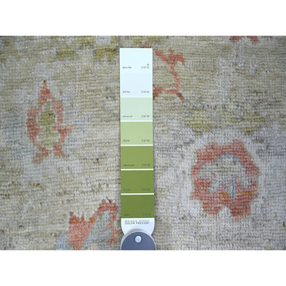 3'X16' Moss Green Afghan Angora Oushak Wool Hand Knotted Xl Runner Rug