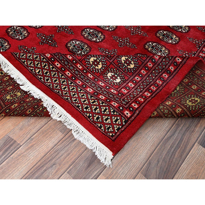 8'2"X10'1" Red Princess Bokara Tribal Medallions Rug Pure Wool Hand Knotted