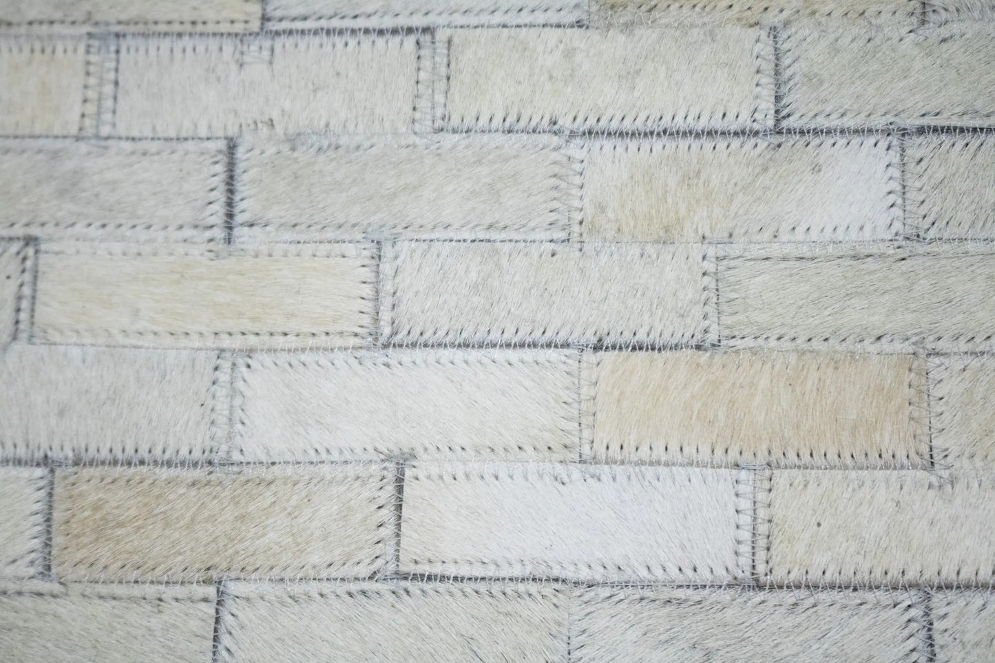 Hand Crafted Beige Brown Cowhide Leather Rug Round Modern Carpet