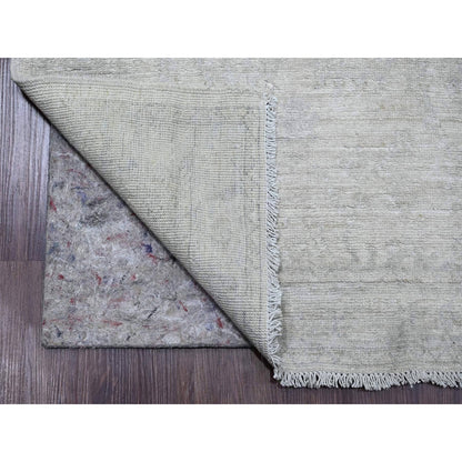 2'8"X15' White Hand Knotted Stone Washed Peshawar Pure Wool Runner Rug