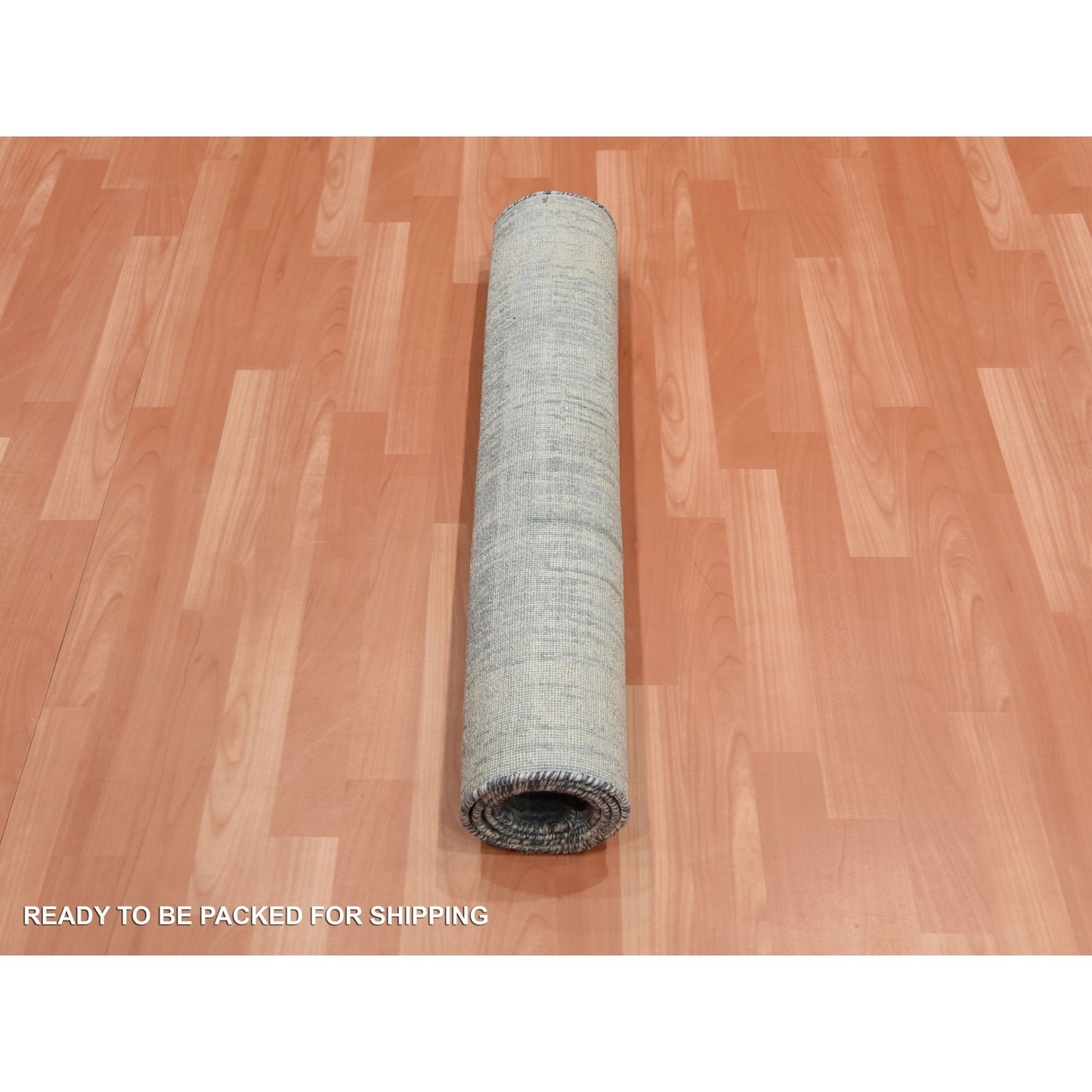 3'X5'3" Gray Modern Vertical Ombre Design Silk Wool Hand Knotted Rug