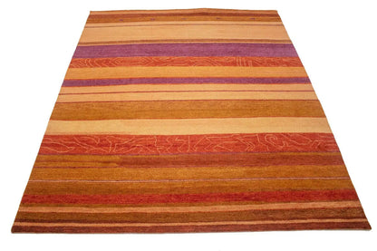 Handmade Indo-Gabbeh Oriental Rug Striped Tribal