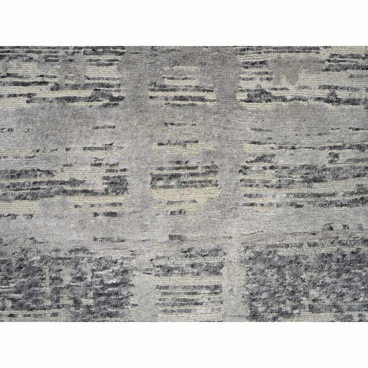2'6"X22' Gray Hand Knotted Modern Design Wool Xl Runner Rug