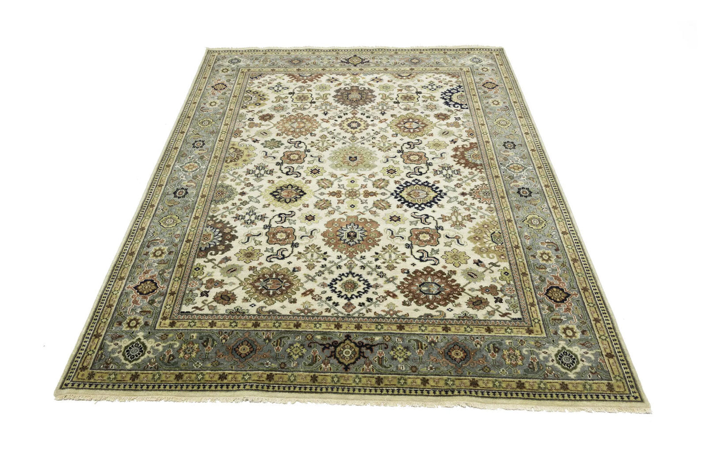 Wool Oriental Rug Geometric Style Carpet Farmho