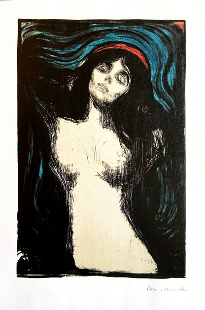 Edvard Munch Lithograph Coa Signed Op Numbered By Hand Published