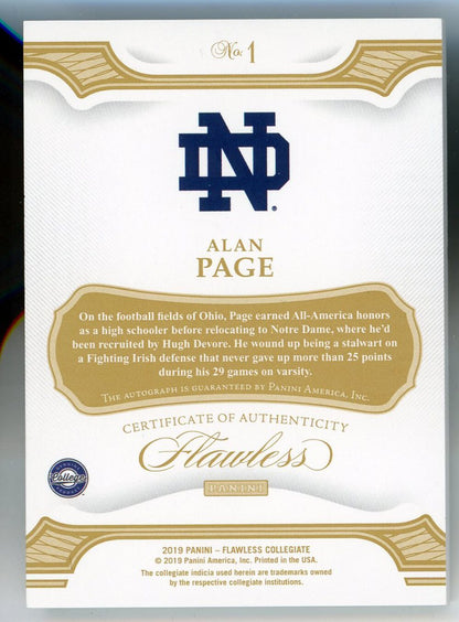 Alan Page 2019 Panini Flawless Autographed #1