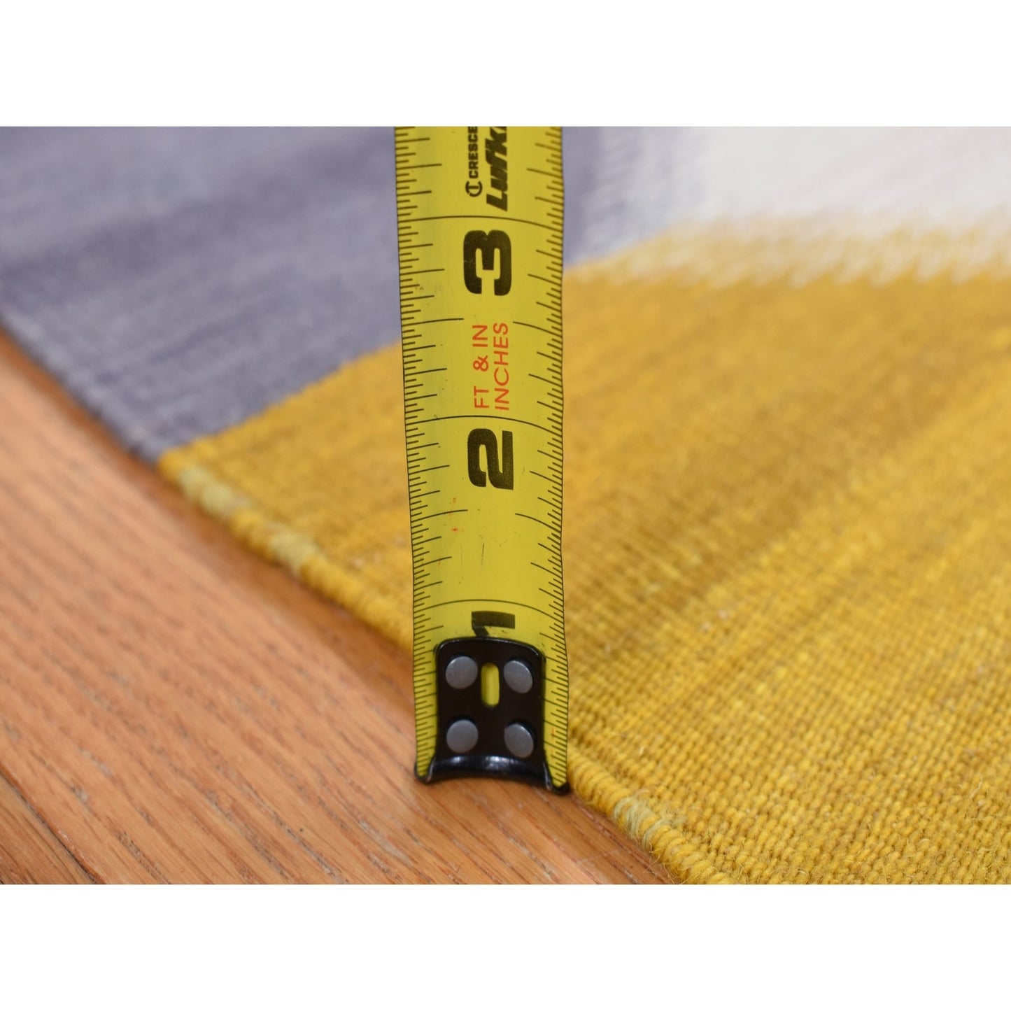 Rug 5'5"x7'10" Ivory Flat Weave Durie Kilim Pure Wool Hand Woven