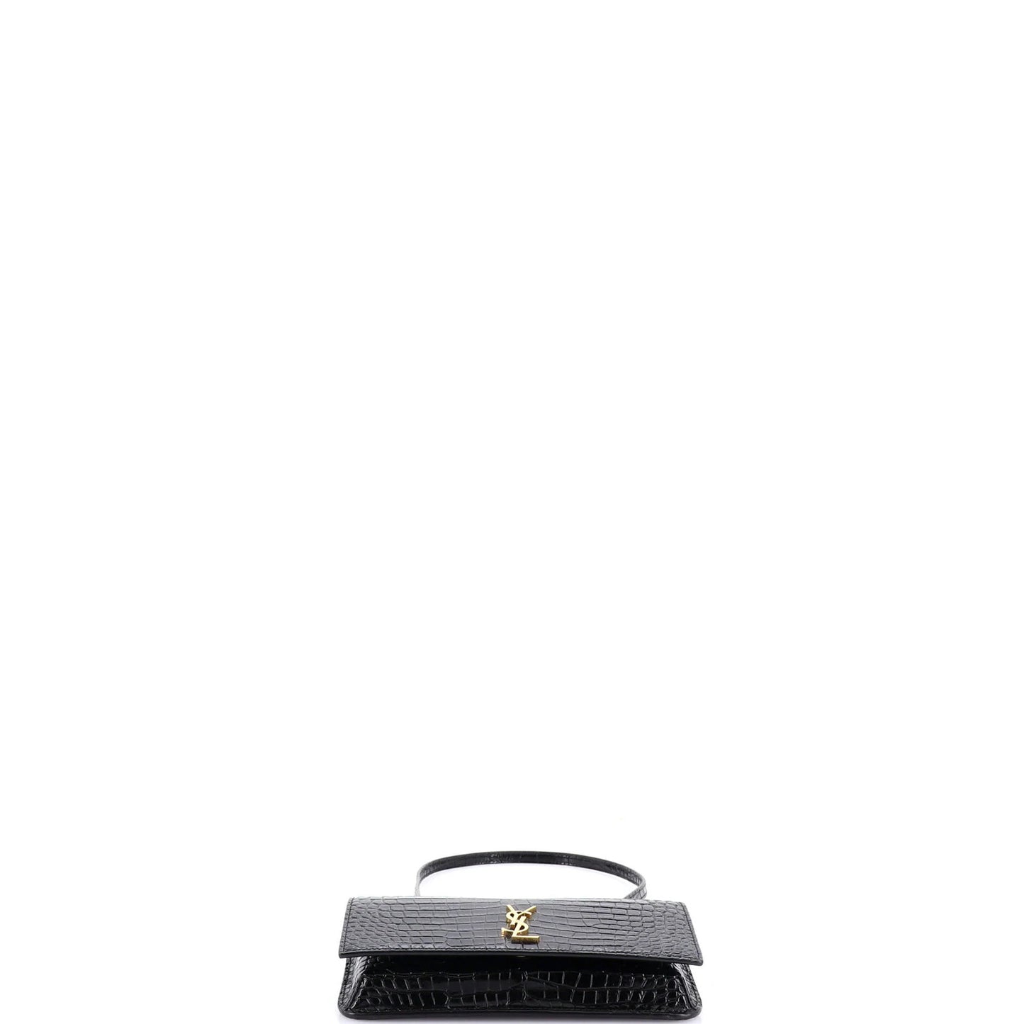Saint Laurent Classic Monogram Phone Holder Shoulder Bag Crocodile Embossed