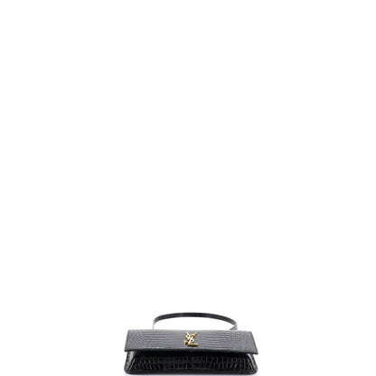 Saint Laurent Classic Monogram Phone Holder Shoulder Bag Crocodile Embossed