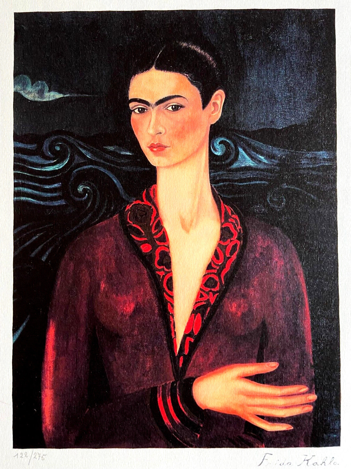 Frida Kahlo Lithograph Coa Numbered By Hand Signed Limited To 275