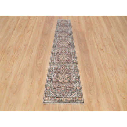 2'6"X15'8" Red Wool Heris Revival Hand Knotted Xl Runner Oriental Rug