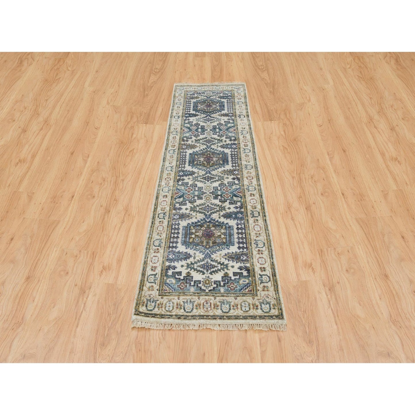 2'5"X8'1" Ivory Reimagined Viss Design Wool Hand Knotted Runner Rug