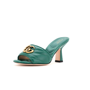 Gucci Women'S Marmont Slide Heeled Sandals Matelasse Leather