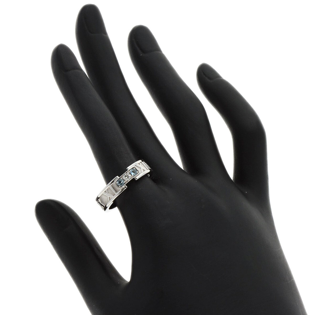 Tiffany&Co. Atlas Aquamarine Diamond Ring K18