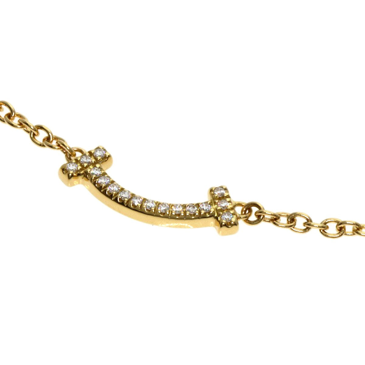 Tiffany & Co. K18 Yellow Gold T Smile Mini Diamond Bracelet