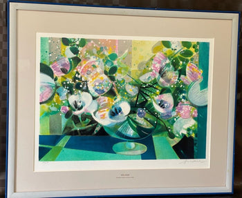 Camille Hilaire Original Lithograph Still Life With Flowers Hand-Signed Framed