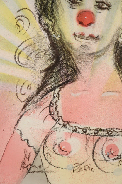 Polimeno 2004 Original Pastel Drawing "Jeune Femme La Tour Eiffel" Signed