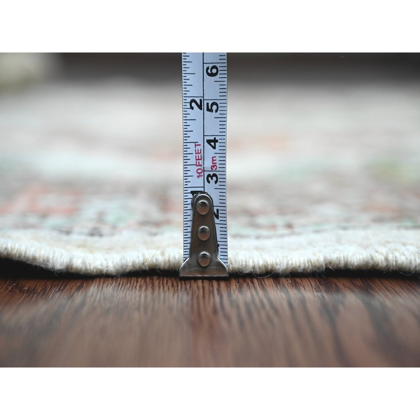 4'8"X6'3" White Heris All Over Design Hand Knotted High Mountain Wool Rug