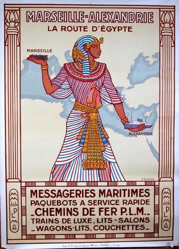Messageries Maritimes Marseille-Alexandrie Daviel 1924 Affiche Originale Ancien