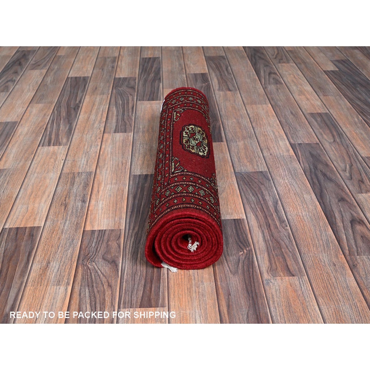 2'2"X5'8" Red Princess Bokara Medallions Hand Knotted Soft Wool Runner Rug