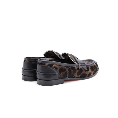 Christian Louboutin Women'S Penny Loafers Leopard Print Goat Hair