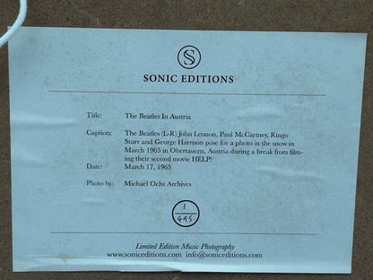 The Beatles In Austria | Limited Edition Print Sonic Editions Art Photo
