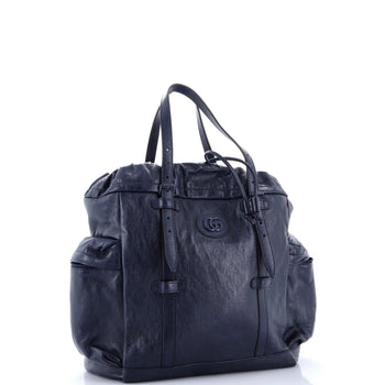 Gucci Tonal Gg Drawstring Tote Leather