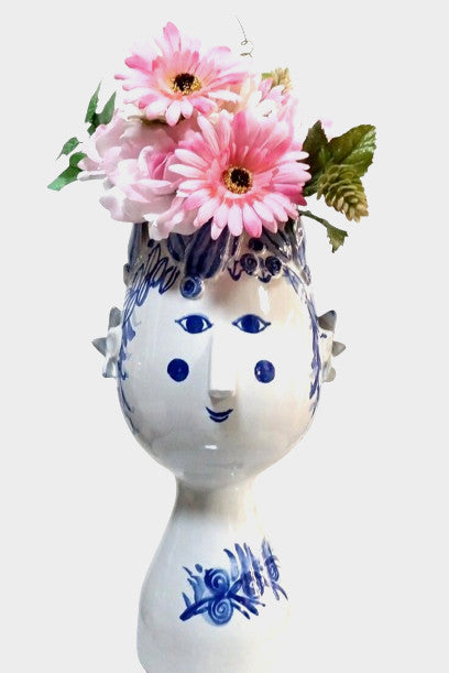 Handmade BJORN WIINBLAD Flower Vase "Girl from Arles" Blue House Ceramic