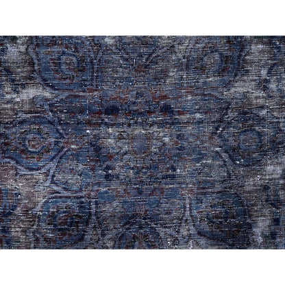 6'5"X10'3" Blue Overdyed Semi Antique Tebraz Hand Knotted Oriental Rug