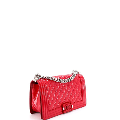 Chanel Boy Flap Bag Quilted Plexiglass Patent Old Medium