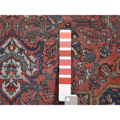 4'1"X6'4" Red Antique Zoroastrian Firighen Saroogh Hand Knotted Wool Rug