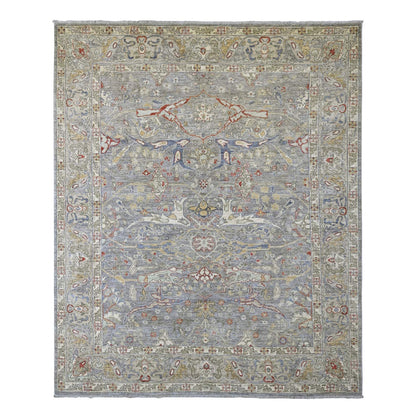 8'X9'7" Jet Gray Bijar Garus Design High Mountain Wool Hand Knotted Rug