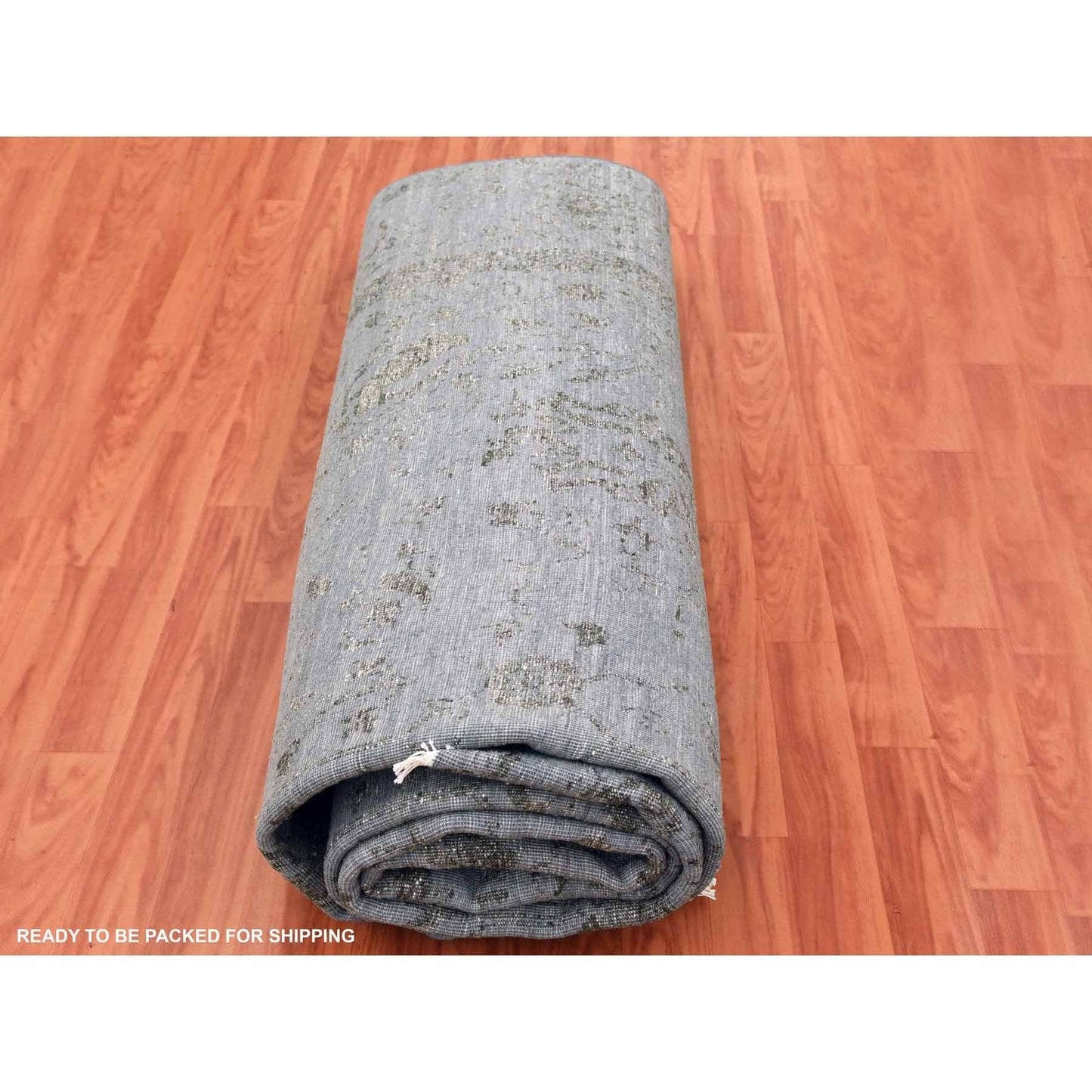8'10"X11'8" Davy'S Gray Hand Knotted Zoroastrian Tebraz Wool And Silk Rug