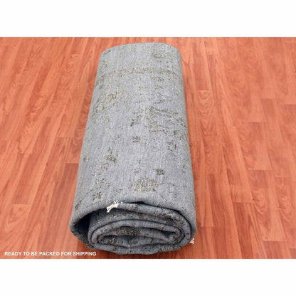 8'10"X11'8" Davy'S Gray Hand Knotted Zoroastrian Tebraz Wool And Silk Rug