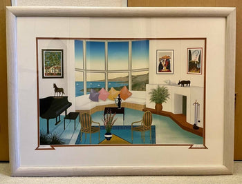 Fanch Ledan (France) - Interior With Picasso Original Lithograph Signed Framed