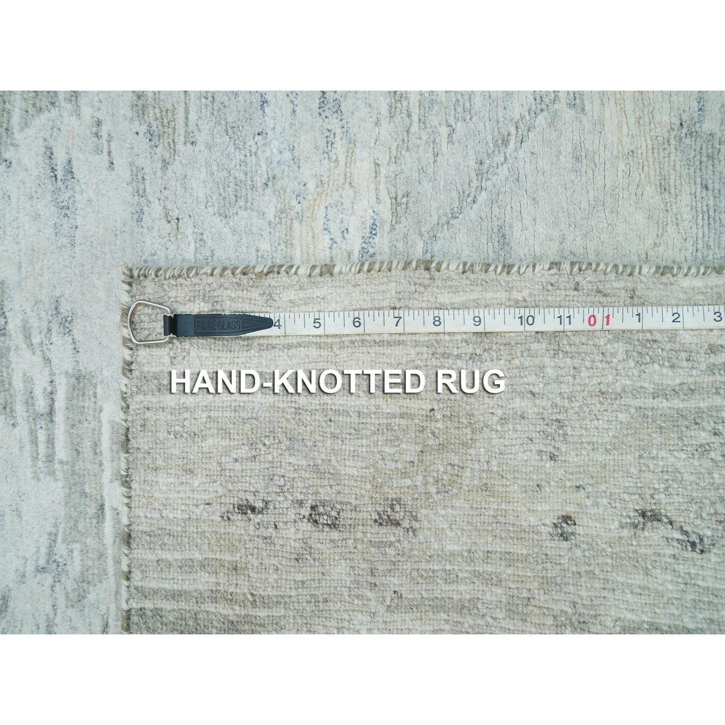 Rug 2'7"x22' Gray Modern Design Hand Spun Wool Hand Knotted XL Runner