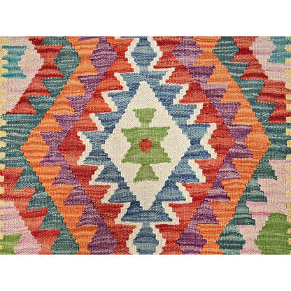 2'10"X8'1" Colorful Afghan Kilim 100% Wool Rug Flat Weave Hand Woven Runner