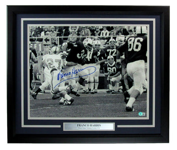 Franco Harris Autographed 16X20 B/W Photo Penn