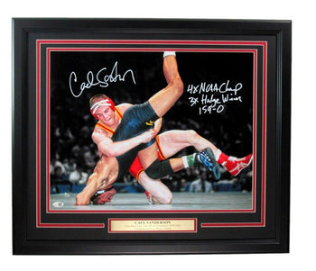 Cael Sanderson Signed/Inscribed 16X20 Photo Framed Iowa State Wrestling Jsa 2698